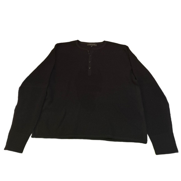 rag & bone Other - Rag & Bone 100% Merino Wool Button Sweater Black XXL NWOT